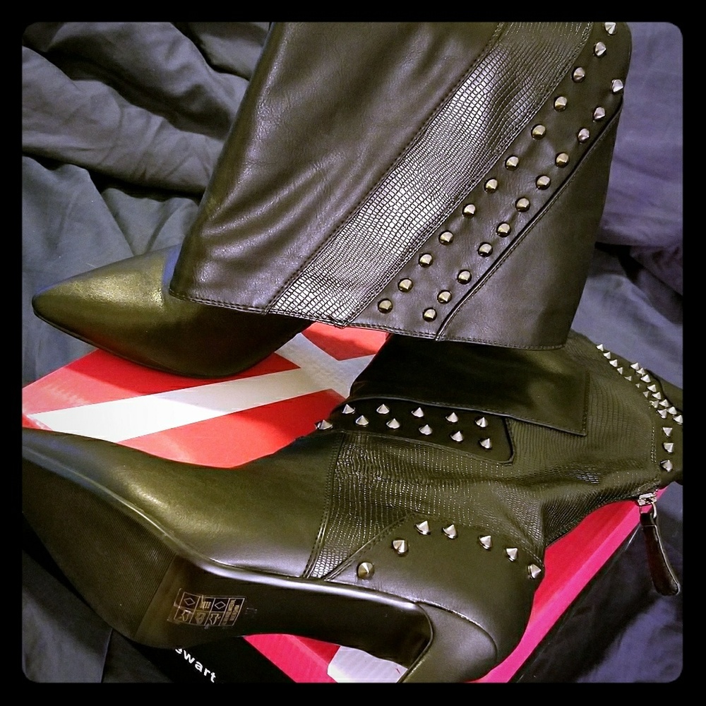 Ashley Stewart Black Heeled Boots